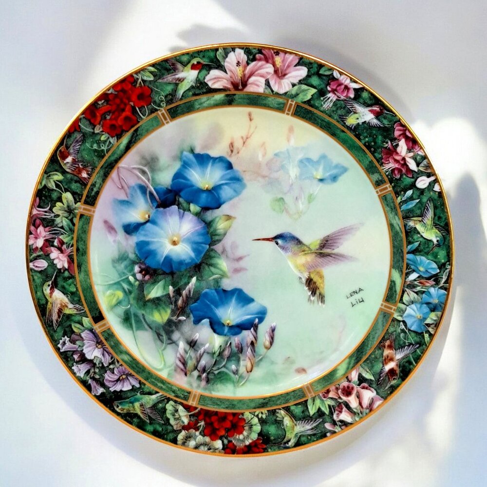 W L George Fine China "The Violet~ Crowned Hummingbird" Plate by Lena Liu 8"